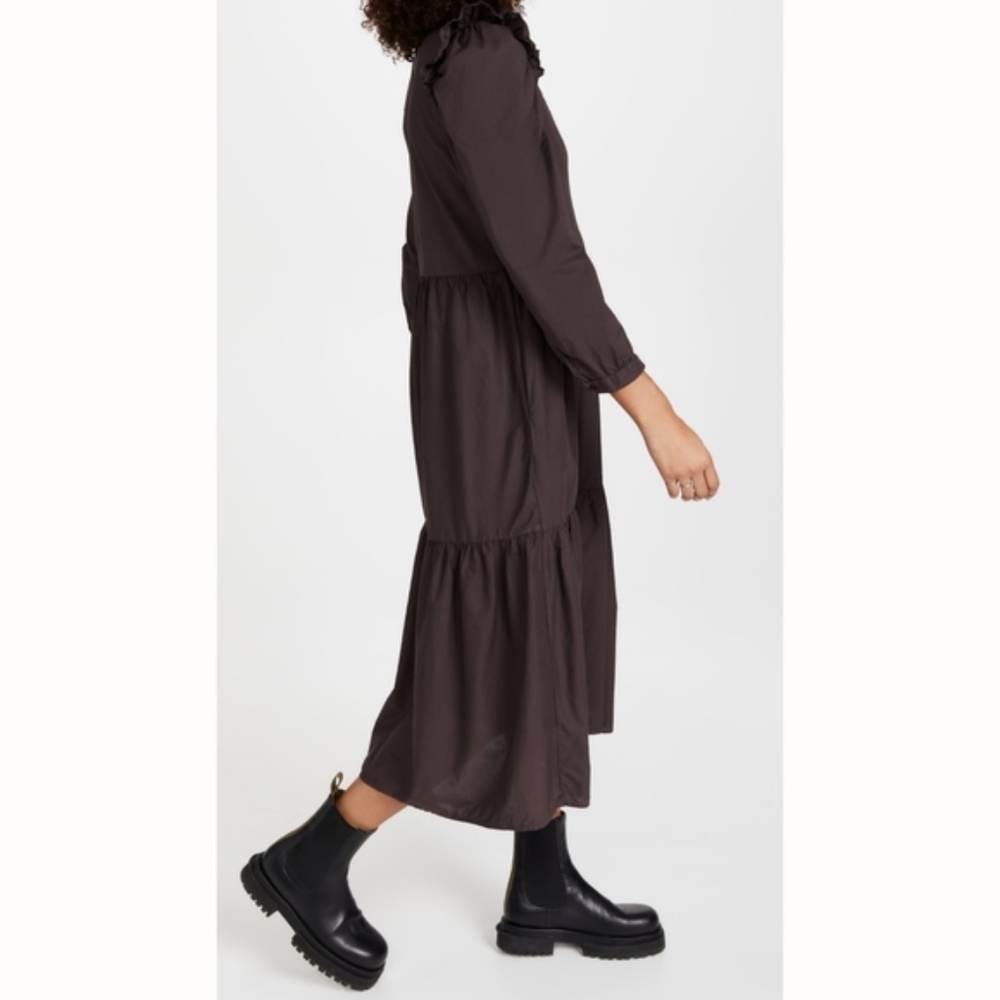 Nation LTD Dalia Victorian Midi Dress in Swashbuckle Brown - Picture 6 of 8
